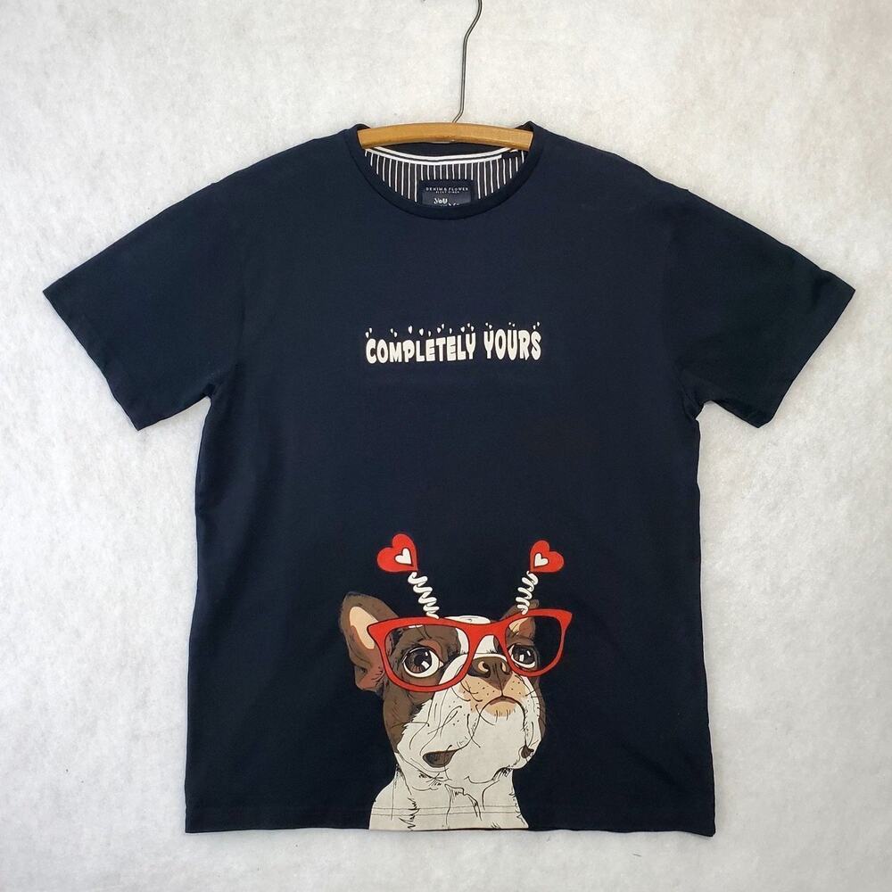 DENIM & FLOWER  "You & Me" Black 'Completely Yours' Graphics T-Shirt Men's Sz M